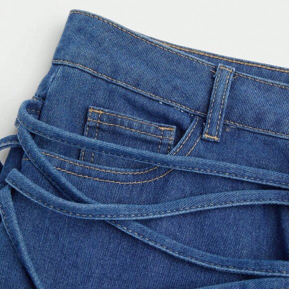 Blue Straight Leg Women's Denim Jeans - Picture 6 of 9